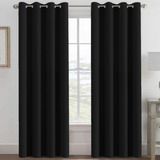 Cortinas Blackout Largas Elegantes Negras Modernas 2 Paneles