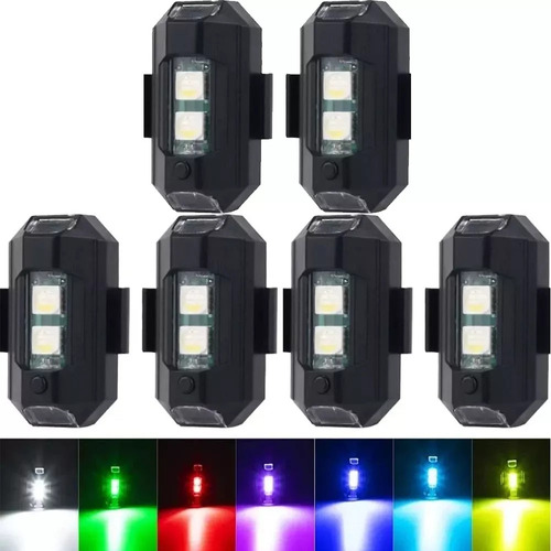 Luces Led De 7 Colores Para Moto, Dron Y Avión (6 Unidades).