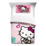 Colcha Hello Kitty Individual Y Reversible Con Funda Almoada