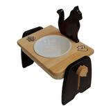 Comedor/comedero Graduable En Madera Para Gato 1 Plato