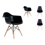 Combo 2 Sillas + 2 Sillones Dsw Diseño Moderno Pata Madera - Eames