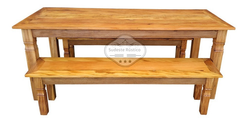 Mesa De Jantar Madeira Maciça Com 1  Banco De Encaixe 250x90