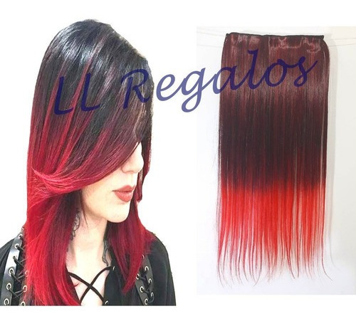 Aplique Vermelho Cabelo Ombre Hair Tictac Fibra Sintética