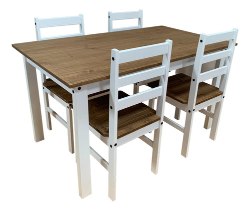 Mesa De Jantar Com 4 Cadeiras Madeira Maciça 140 X 80 Rustic