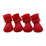 Botas Impermeables Para Perro Gato Color Rojo Talla Xxl