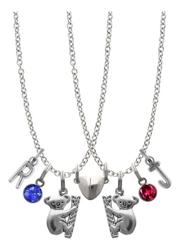 Kit Collares Parejas Corazón Imán Dije Letra Ala Ángel Amor
