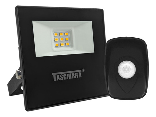 Kit 2 Refletor Led Taschibra 10w + Sensor Produto Original Cor Da Carcaça Preto Cor Da Luz 6500k - L Uz Fria 110v/220v