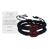 Par Pulseras Parejas Novios Hilo Negro Destino Infinito B031