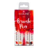 Marcador Ecoline Brush Pen Acuarela Punta Pincel X 5 Red