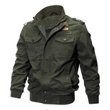 Jaqueta Jeans Militar Masculina Com Zíper, Jaqueta Bomber .