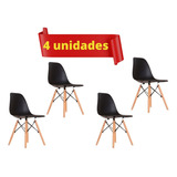 Jogo 4 Cadeiras + Mesa Eames Moderna Wood Madeira