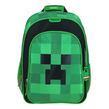 Mochila Escolar Grande Chenson Minecraft Carg Color Verde Niño