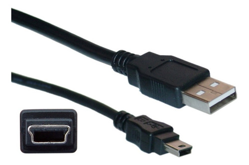 Cable Mini Usb A Usb Convencional 5 Metros Tipo Xt Color Negro