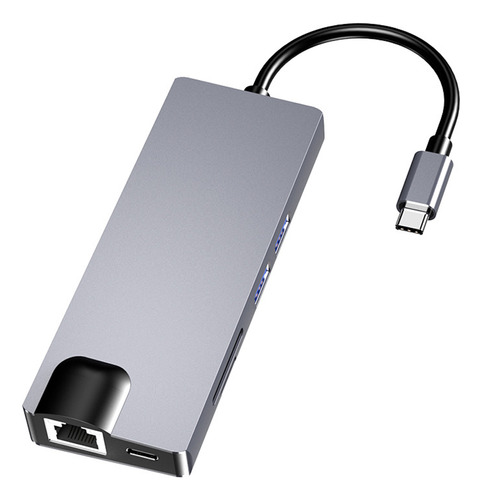 Hub Usb-c 8-en-1 Tipo.convertidor Aluminio 2*usb3.0+1*pd+1