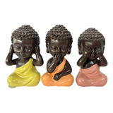 Trio Monge Buda Resina Sabedoria 4cm X 3,5cmx 6,9cm