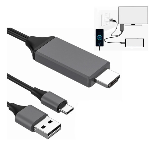 Cable Adaptador Hdtv 4k Tipo C A Usb De 2m Tablet Android