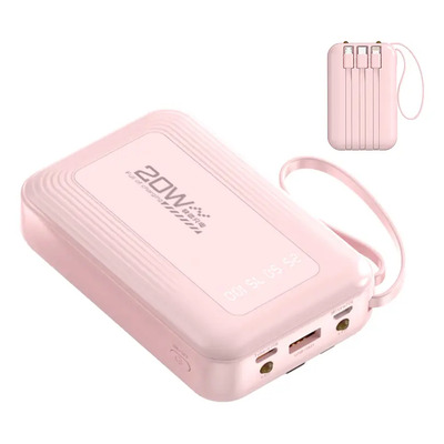 Jiditech Power Bank 10000mah Mini Portátil Pd 20w Carga Rápida Batería Portátil Celular Cargador Con Linterna Led, 4... Rosa