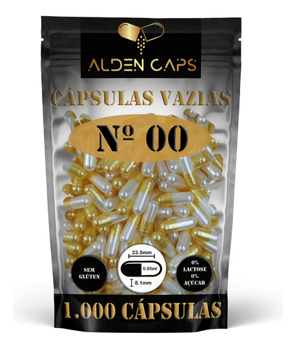 1.000 Cápsulas Vazias Amarelo Branco Perolado Nº 00 (1000mg)