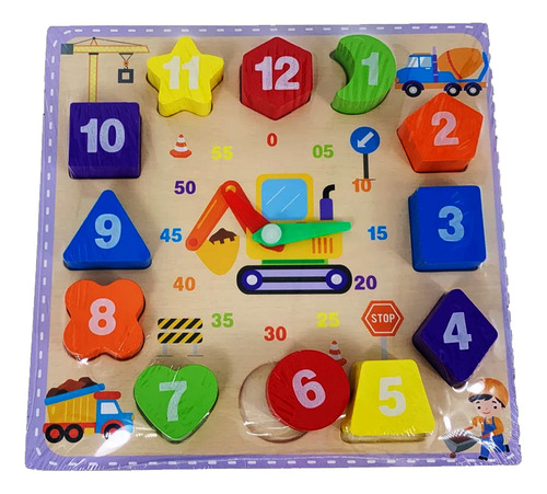 Reloj Didáctico De Madera Juego Infantil De Encastre Mt08924