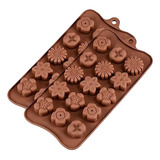 X2 Moldes De Chocolate Moldes Chocolate Silicona 5 Flores N1