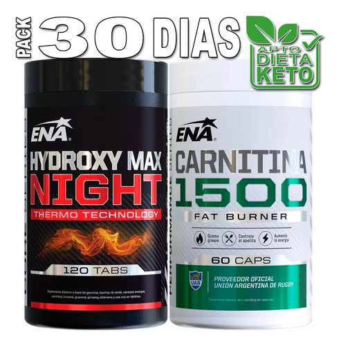 Combo Quemagrasa Abdominal Hydroxy Max Night + Carnitina Ena