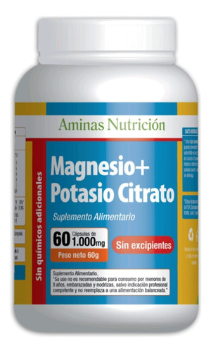 Magnesio+potasio Citrato 1000 Mg 60 Capsulas Aminas