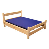 Cama Mascotas Perros De Madera Camascota + Colchón 91x73 Cm