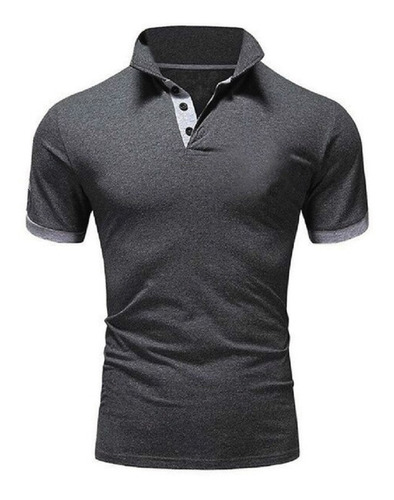 Chomba De Hombre Entallada - Manga Corta - Polo - Gris.