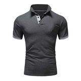 Chomba De Hombre Entallada - Manga Corta - Polo - Gris.