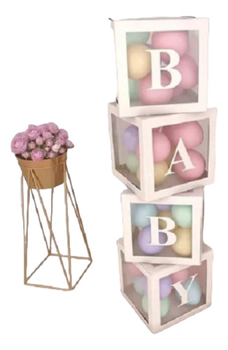 Cajas Cubos Para Globos Decoracion Baby Shower X 4 Unidades