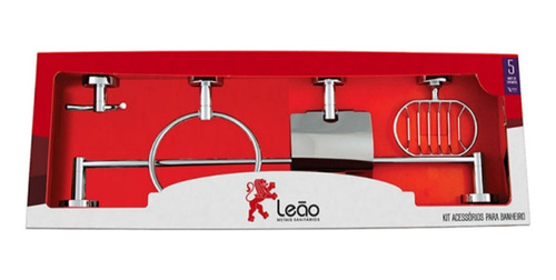 Kit Acessorios Para Banheiro 5 Pecas Linha Slim Leao 13010