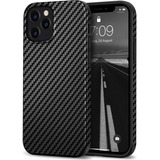 Funda Para iPhone 12 Pro Max Fibra De Carbono Negra Cuero