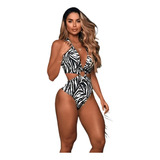 Maiô Body Safari Animal Print  Estampado Zebra Moda Praia 