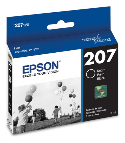 Cartuch Tinta Epson 207 Negro Original 206 Alta Carga Xp2101