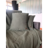 Set X2 Almohadones Panal Con Manta Sillon Pie De Cama