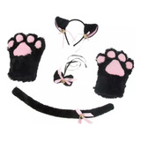 L Gato Cosplay Set Guantes Peluche Gatito Orejas Cola