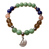 Pulsera Acero Signo Libra Piedras Naturales Legítimas