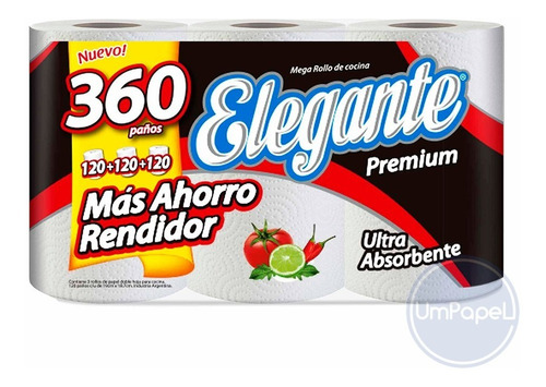 Rollo Cocina Elegante 120 Paños X 12 Rollos