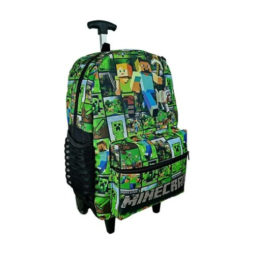 Mochila Infantil Minecraft Rodinhas Bolsa Juvenil Escolar 