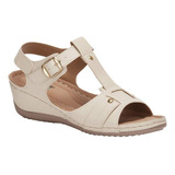 Zapato Abierto Prv87128 Piel Sintetico Suela Ligera Beige