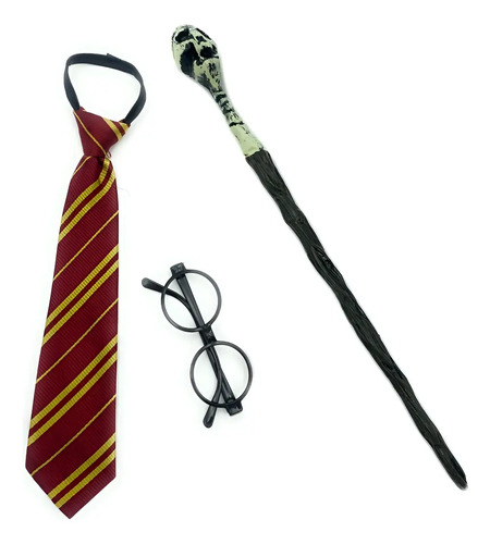 Disfraz Mago Gryffindor Varita Corbata Lentes