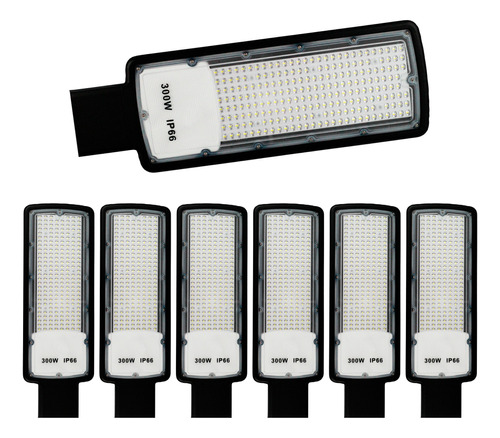 Kit 7 Luminária Led Para Poste 300w Iluminação Pública 