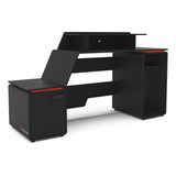 Mesa Gamer Space Two 1 Porta 2 Prateleiras Preto/vermelho - Cor Branco