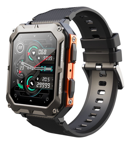 Smartwatch Carrello C20 Pro Tactic Militar Outdoor - Llamadas, Bluetooth, Fitness, Reloj Inteligente, Modos Deportivos, Notificaciones - Color Naranja