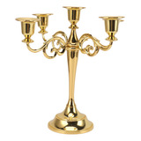 Candelabro Dorado Con 5 Brazos, Vela Decorativa Retro De Hie