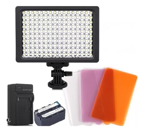 Iluminador Led Greika Pt176s P/ Câmera + Bateria Carregador 