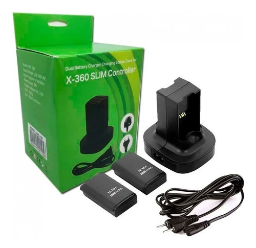 Novidade Carregador Duplo Com 2 Baterias Controle Xbox 360 