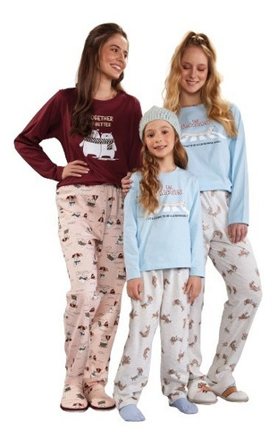 Pijama Feminino Malha Adulto Frio Adulto Estampas Promoção