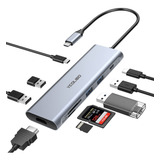 Yeolibo Adaptador Multipuerto Usb C 9 En 1, Con Hdmi 4k, Ent