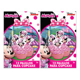 24 Palillos Decorativos Cupcake Fiesta Minnie Mouse Min0m1